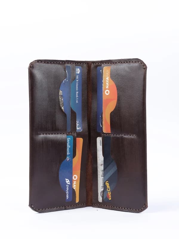 Handcrafted Brown Leather Long Wallet