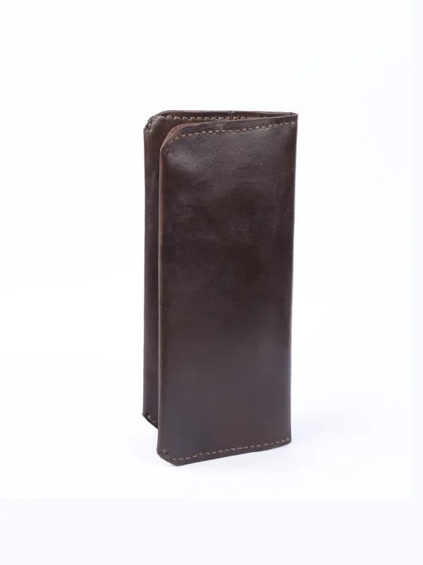 Handcrafted Brown Leather Long Wallet